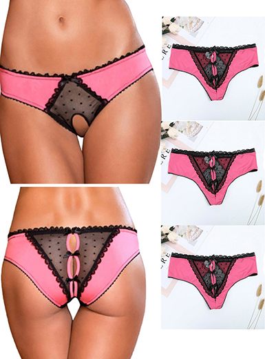 Women's Crotch Panties – Bow Tie / Swiss Dot Open